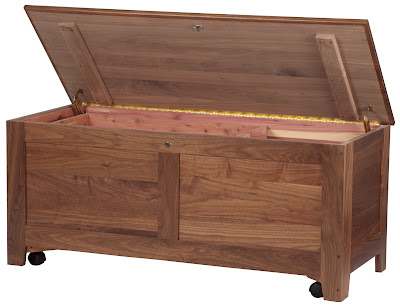 Shaker Chest Shown in Natural Walnut, Casters
