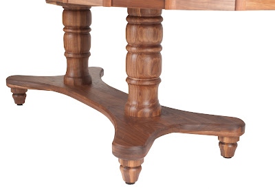 80 x 42 Lotus Dining Table in Oil & Wax Walnut, Oval Tabletop, Notched Table Edge