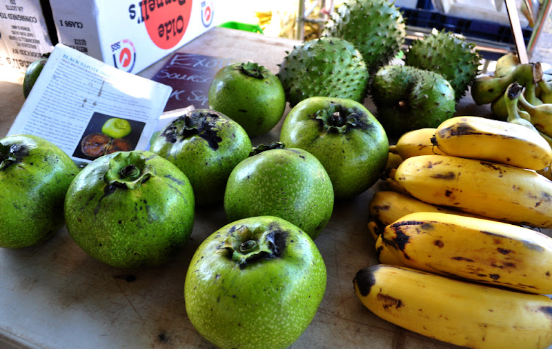 7/11/2010-Located amongst the worlds oldest rainforest, the markets feature some interesting fruits and vegetables such as black sapote.
