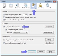 Enable cookies Mozilla Forefox