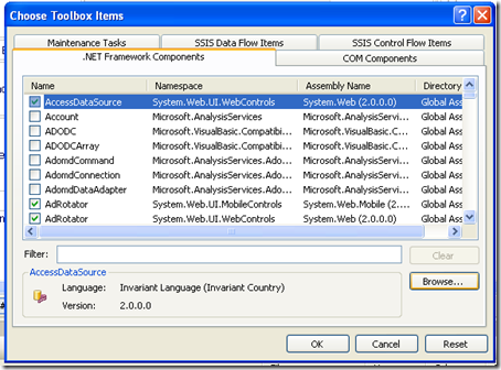 How to Attach&eacute;/Add AJAX Toolkit in Visual Studio 2005 IDE Toolbox