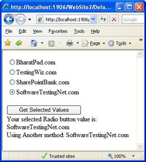 Loop Through RadioButtonList items and get seletec item