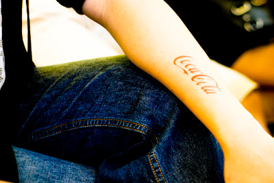 I don't recall this picture actually. But it looks like it was during the group. I can't remember but it looks cool. The idea of branding yourself with other brands stamped on your skin.
