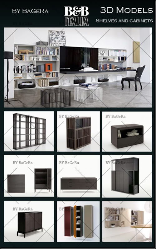 B&B Italia Shelves and cabinets 3D Models collection – Free DownLoad