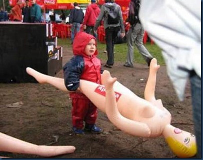 kid and blow up doll