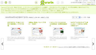 サイトをザッピング、「gururin」のアルファ版を試してみた。