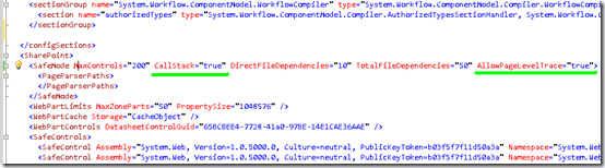 web.config changes to display full error message in sharepoint MOSS