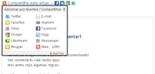 Botões AddThis Botões AddThis