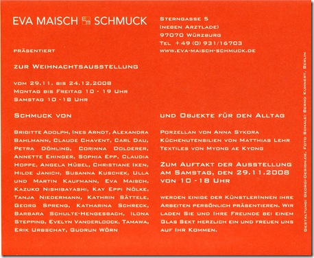Weihnachtsausstellung Eva Maisch 2008