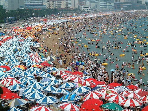populated beach in korea not china