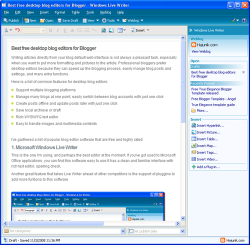 Microsoft Windows Live Writer