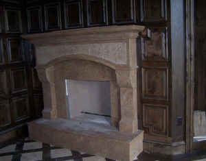 Hand Carved Cream Travertine Fireplace Mantle and Surround.  Fits most fireboxes. Picture Shown is NOT represenative of the actual color. Hearth not included. Location: Lenexa, KSits NOT ok to contact this poster with services or other commercial interests		