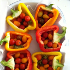 A roasted cherry tomato party in a bowl.
