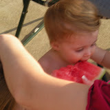Tori eating watermelon.