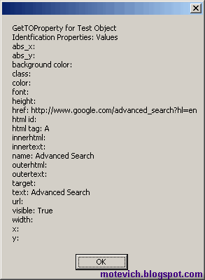 Test Object Properties for Test Object