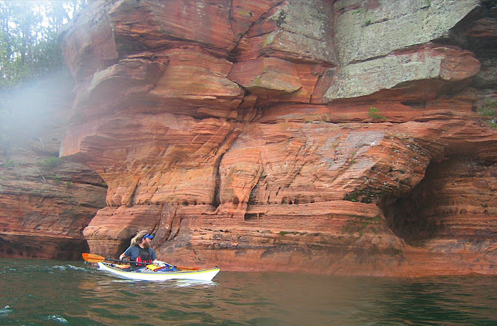 Matt Paddling the sea caves in the Apostle Islands Matt Paddling the sea caves in the Apostle Islands