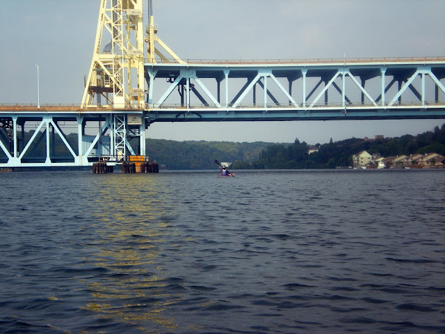 Hannah passing under the Houghton lift bridge