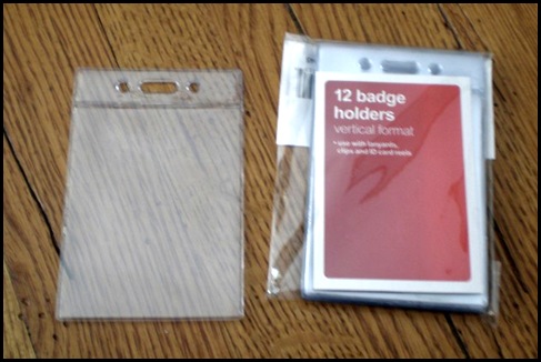 vertical badge holders from local office supply store