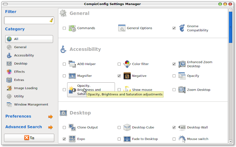 Compiz config settings manager