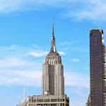 The Empire State Building from Union Square with a nice blue sky