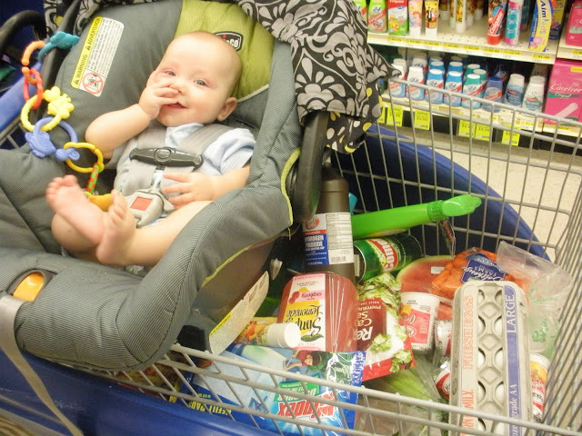 grocery shopping with infant car seat