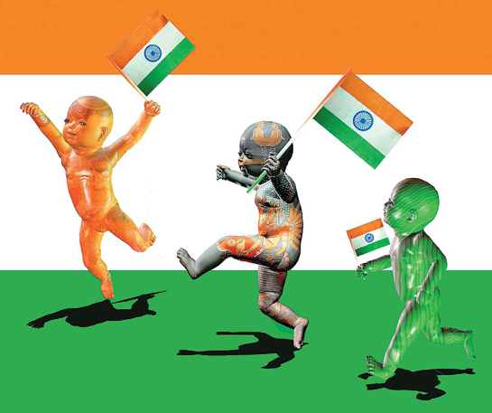 Digital Kids Celebrating Indian Independence Day