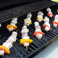 Spiced Pork-and-Red Pepper Skewers with Meteoric Mango Sauce