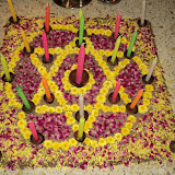 Close up of poo kolam