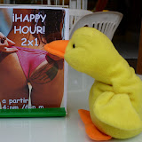 Voyeuristic Duckee approves of the menu at this establishment