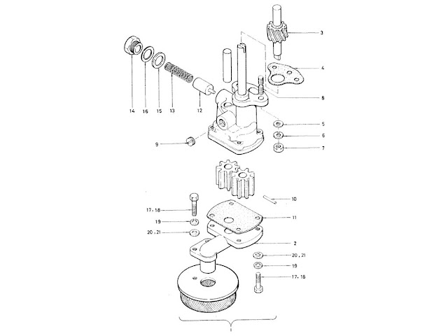 Datsun Fairlady Parts illustration no. 006A-1 Oil Pump 2000 (U20)
