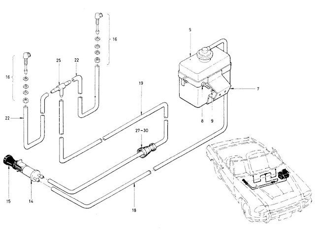 Datsun Fairlady Parts illustration no. 024A-1 Windshield Washer (To 1967)