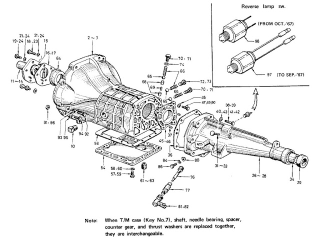 Datsun Fairlady Parts illustration no. 031-1 Transmission Case 1600 (R16)