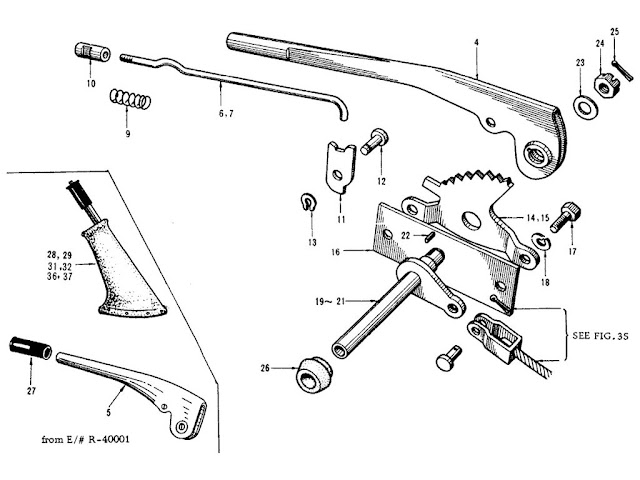 Datsun Fairlady Parts illustration no. 034-1 Hand Brake Control