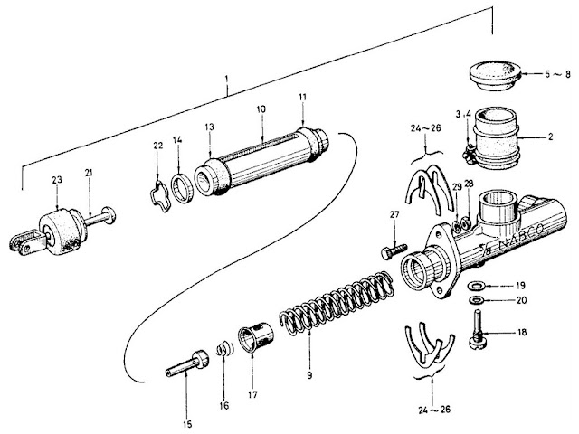 Datsun Fairlady Parts illustration no. 045-1 Clutch Master Cylinder