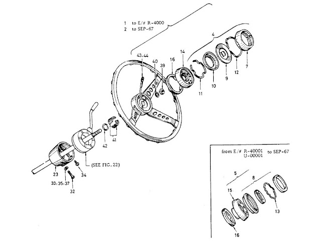 Datsun Fairlady Parts illustration no. 051-1 Steering Wheel (1965-67.5)