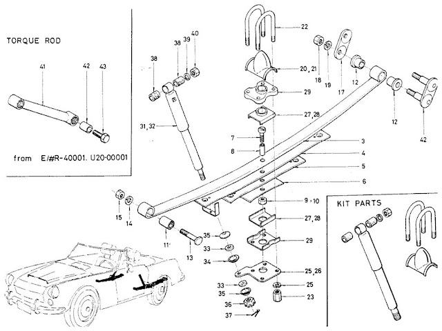 Datsun Fairlady Parts illustration no. 053-1 Rear Suspension