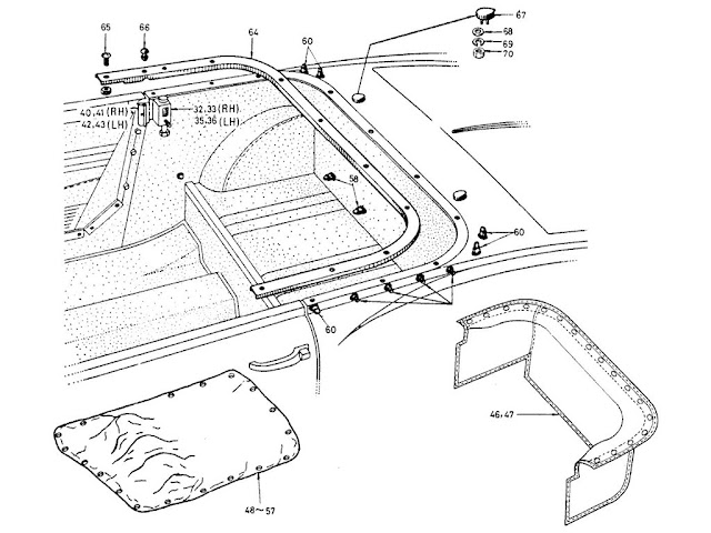 Datsun Fairlady Parts illustration no. 059-2 Room Back Side View