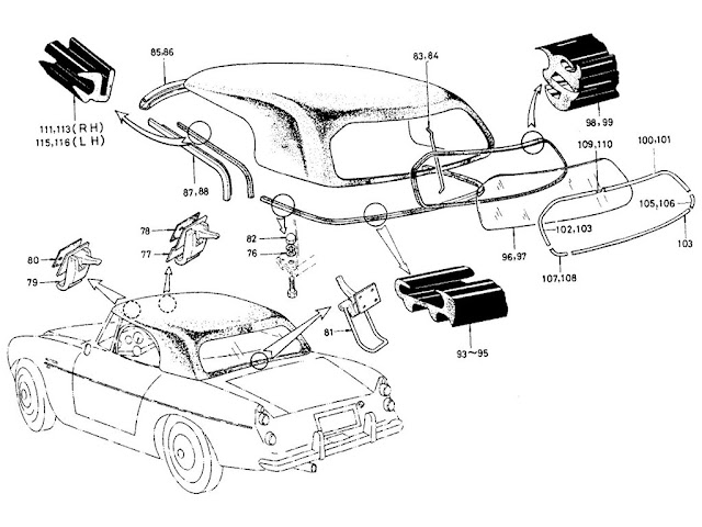 Datsun Fairlady Parts illustration no. 059-3 Hard Top