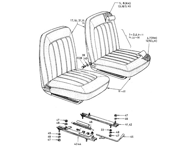 Datsun Fairlady Parts illustration no. 060-1 Seat (1965-67)