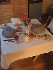 We were given a "special dinner" at the hospital where we get better food for one night. There was also an option to have a birthday party cake instead, but we opted for the good food. Mind you, hospital food has come a long way since I last remembered. Nice touches with the tablecloth and the fabric flowers to add a special ambiance. I had Chicken Kiev and Melanie had Steak Tips.