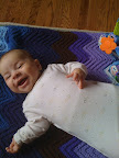 Audrey having fun with her elephant toy.