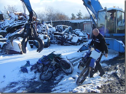 Crushing seized motorcycles