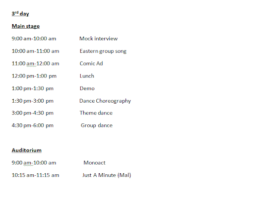 Utsav 10 - On-Stage Events Schedule Part 3 of 3
