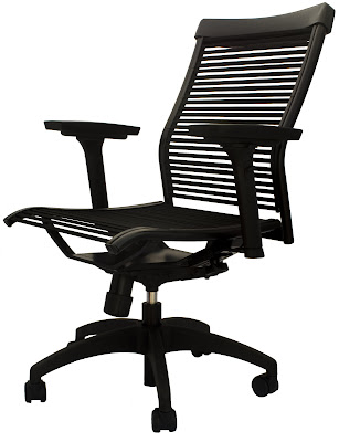 Solace chair at a rakish angle.: Angle: Perspective Low, Finish: Powdercoat Black, Product: S1159A, Solace, Websitetitle=