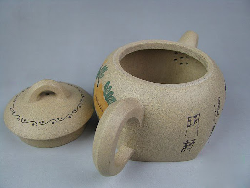 Yixing Flower and Poem Chinese teapot: a wonderful table display