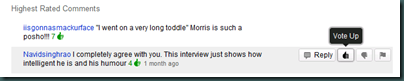 Screenshot of YouTube comments showing rollover options
