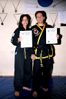 Homologacion Internacional de Danes con la International Hapkido Federation. Prof. Karem Candia Rojas, II DAN; Prof. Dr. Hernan Candia Roman 3r. DAN CHOSON MU SUL HAPKIDO.