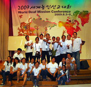 Day 3 (9:00 pm) - Philippine Team on stage with Korean Department of Deaf Ministry Evangelism Alliance for World Evangelization.