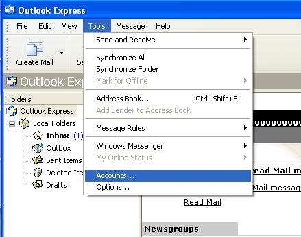 Setting Email via OutLook Express