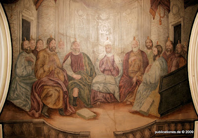 J.M.Roscher um 1735 'Die Ausgießung des Hl. Geistes' - Deckengemälde im Café am Markt in Schwäbisch Hall, Foto von Peter J. Reichard